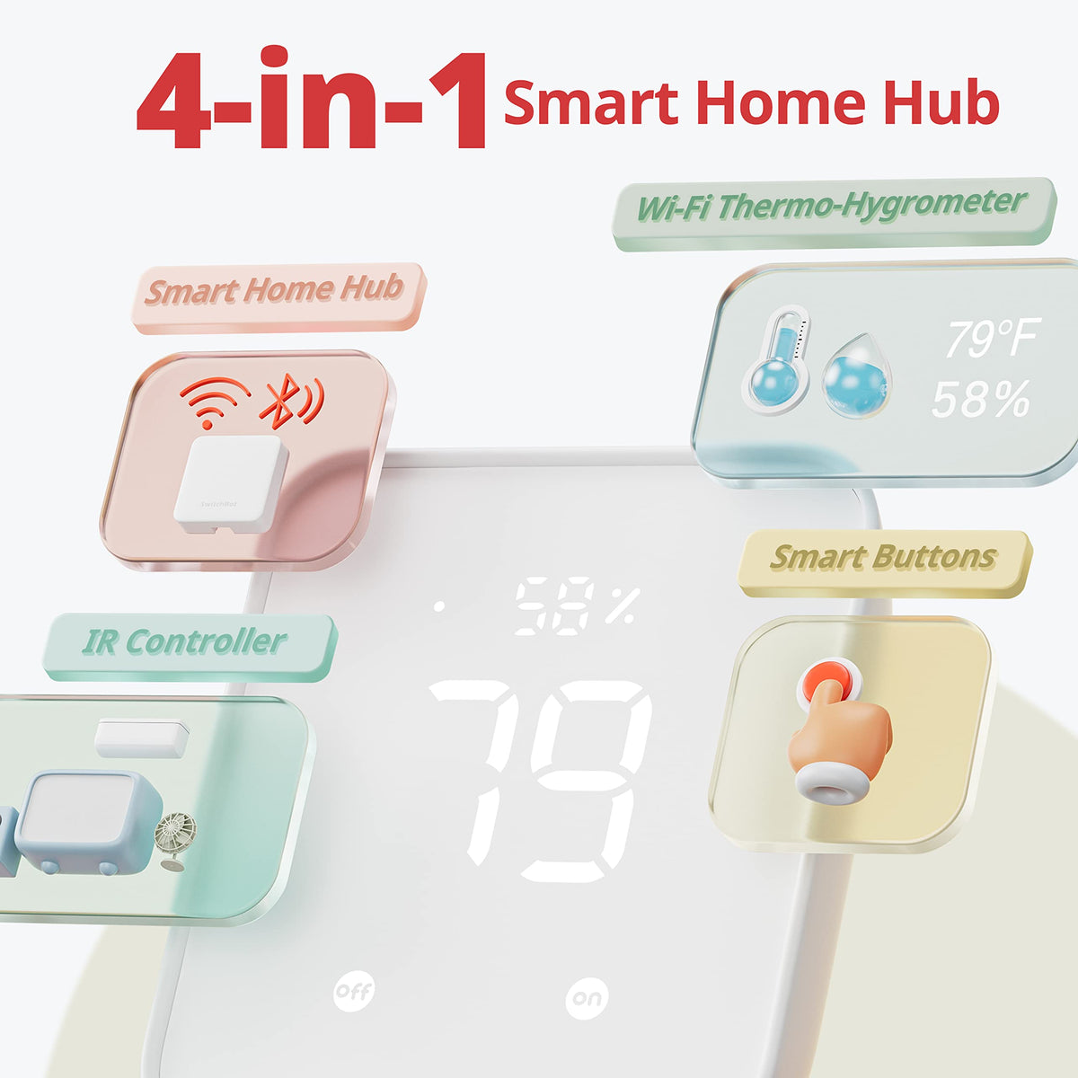 SwitchBot Hub 2 learns infrared remotes to control TVs and appliances.