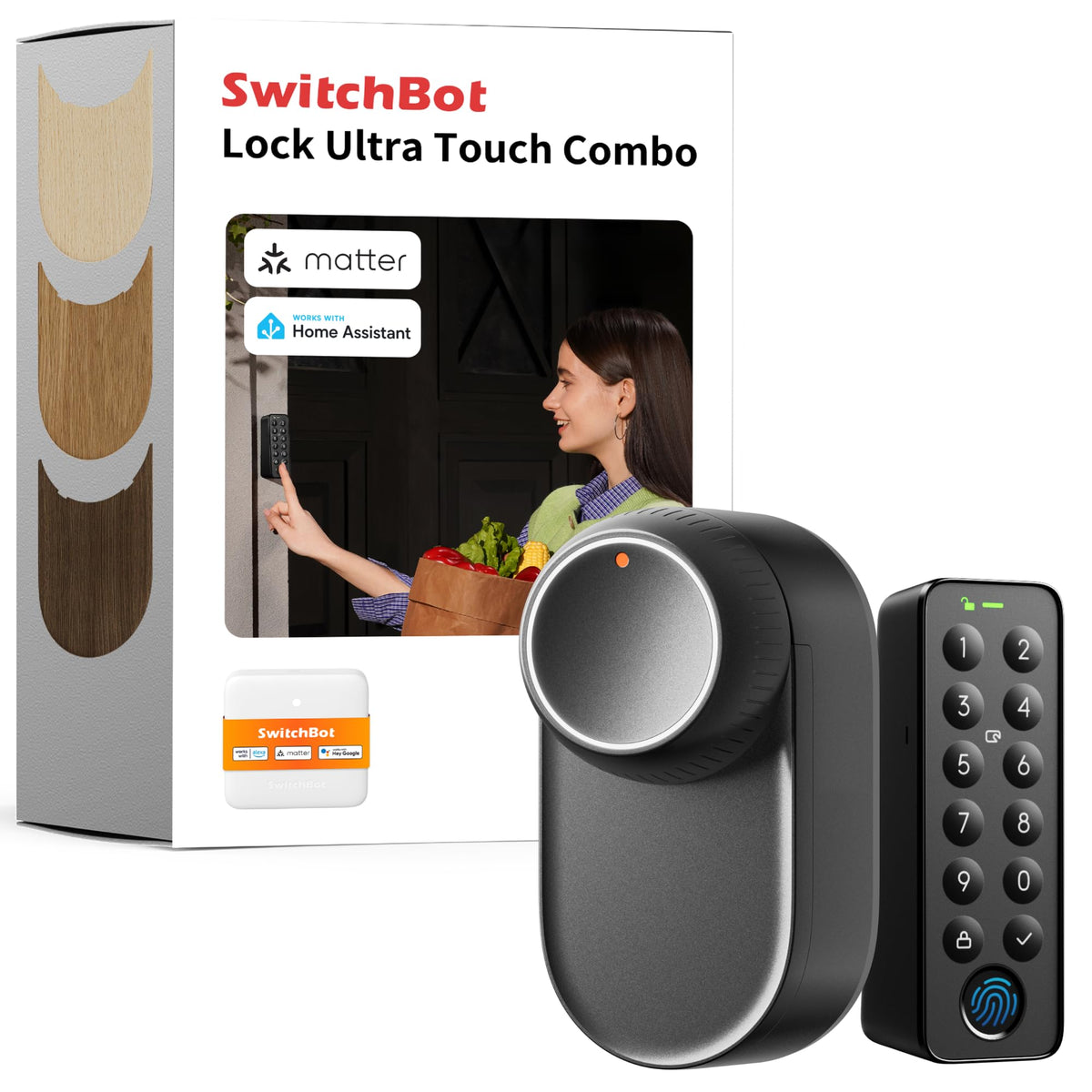 SwitchBot Lock Ultra keypad front view for convenient keyless entry.
