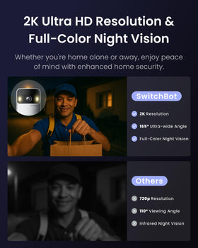 SwitchBot night vision in 2K clarifies visitors after dark.