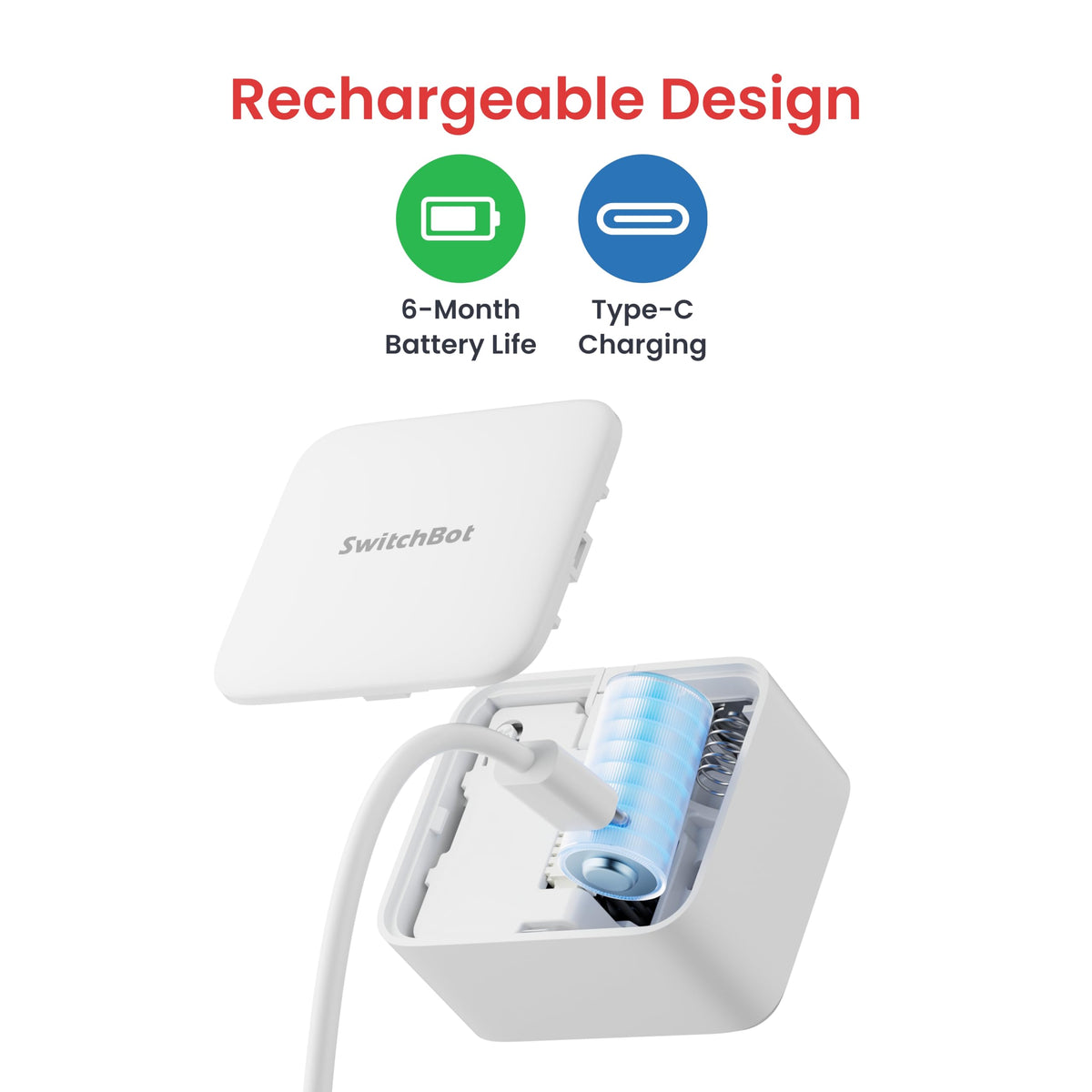SwitchBot Fingerbot adhesive mount showing tool-free installation on a smooth wall switch