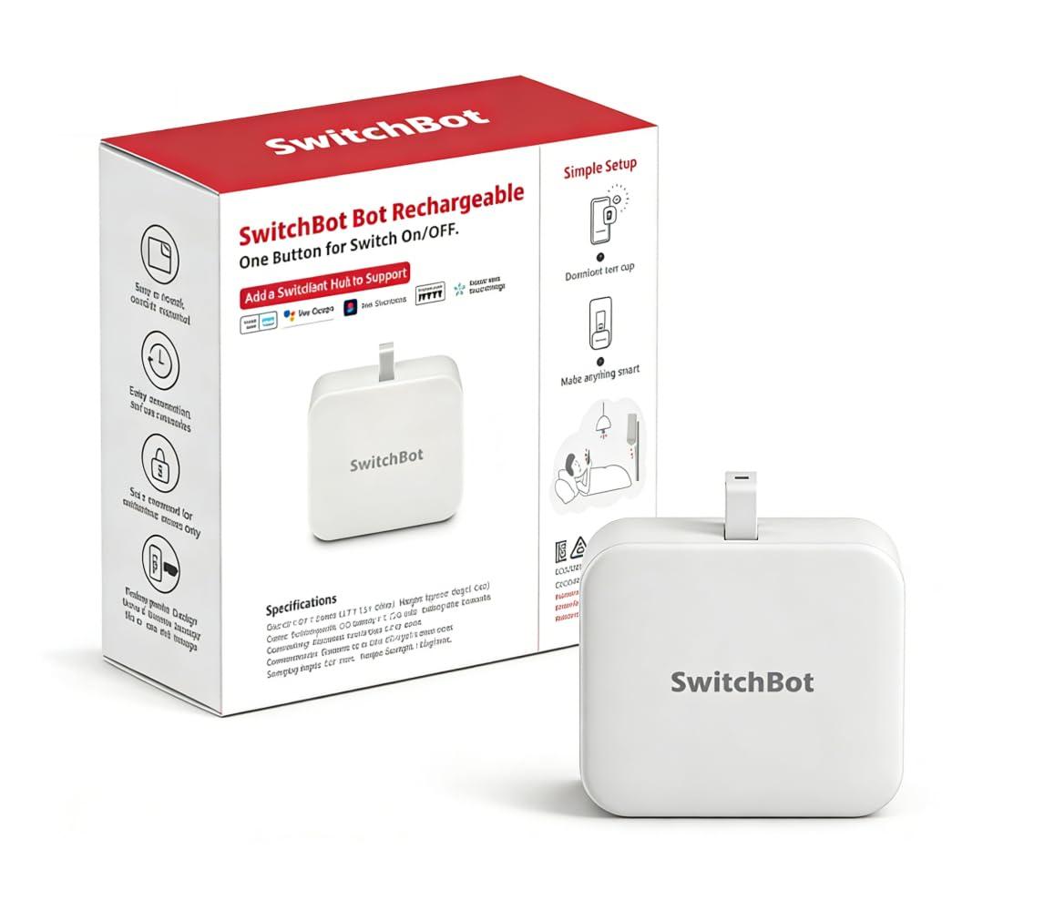 SwitchBot Fingerbot mounted on a rocker switch enabling hands-free lighting control