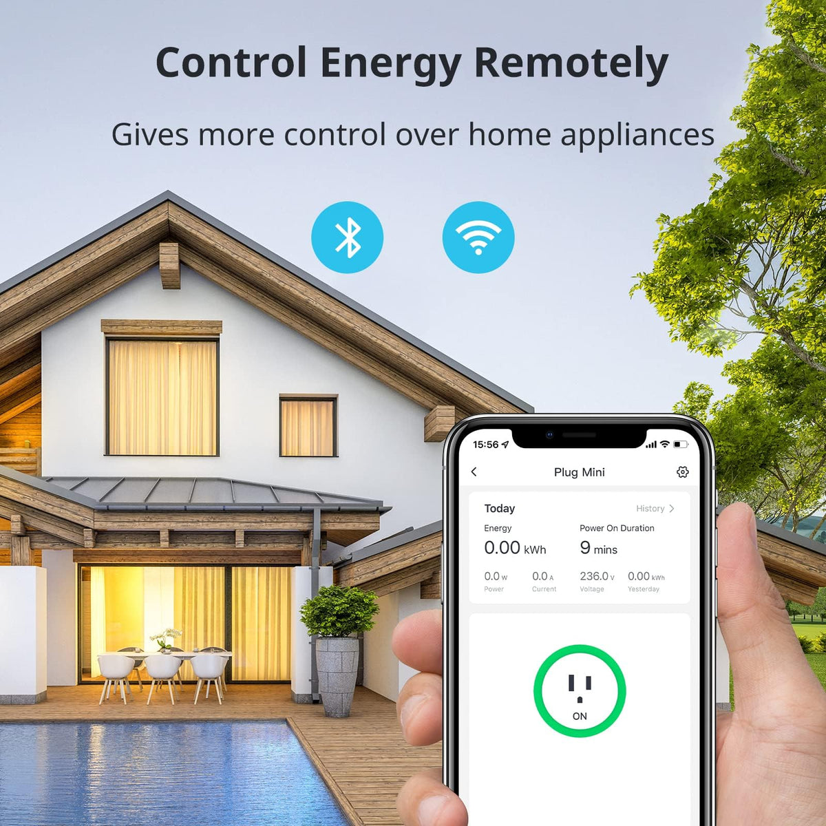 SwitchBot Smart Plug Mini real-time energy monitoring shows current usage.