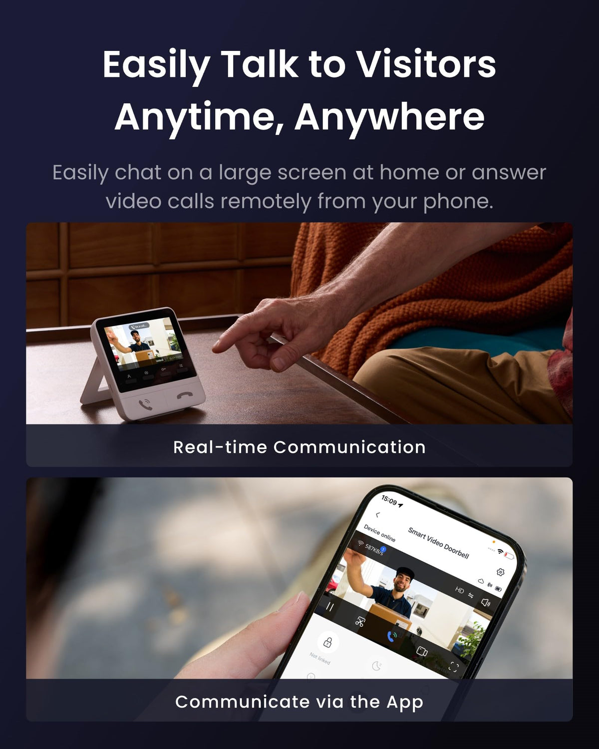 SwitchBot wide-angle doorbell captures the entire entrance for no blind spots.