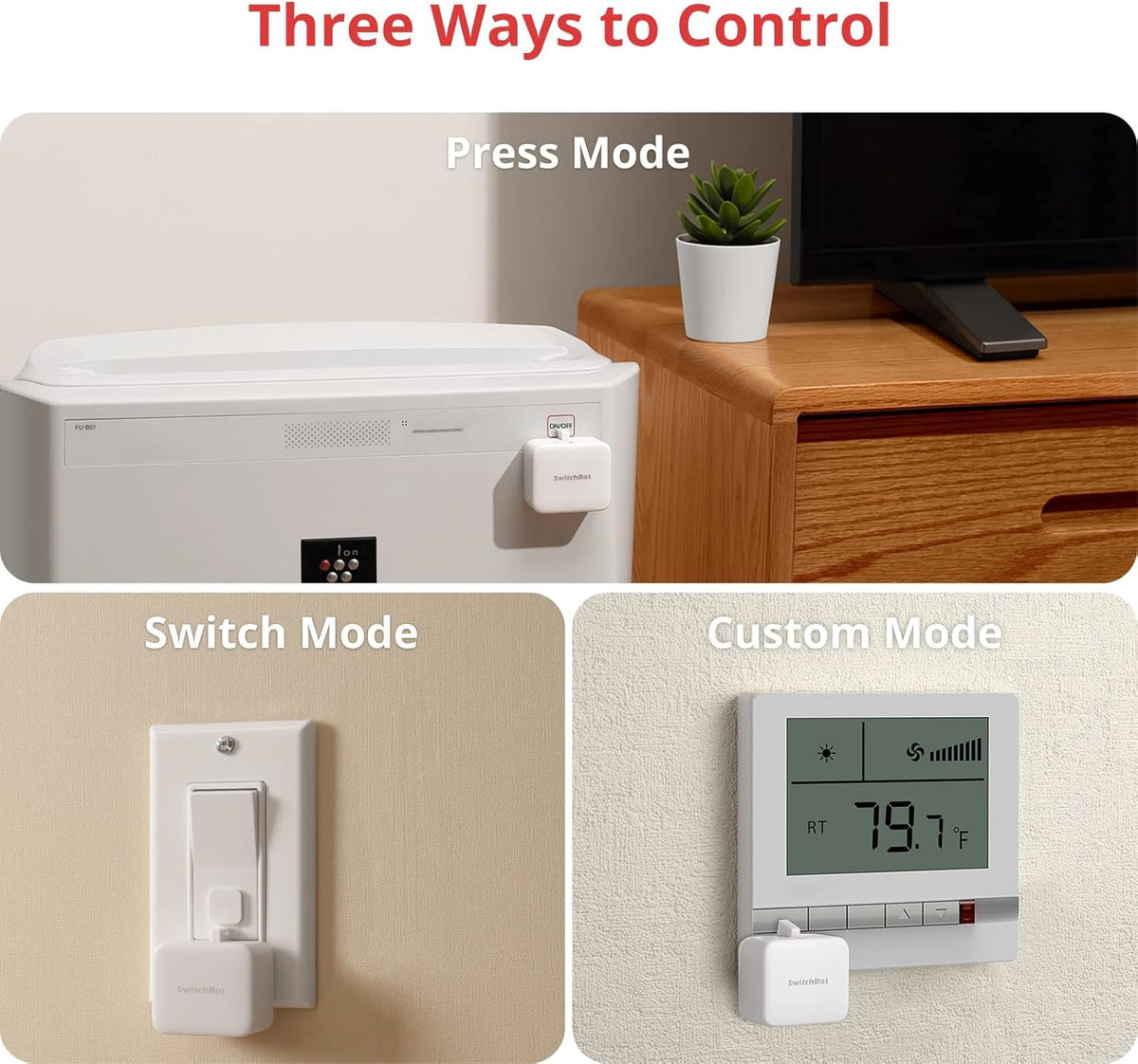 SwitchBot white finish blends with home décor.