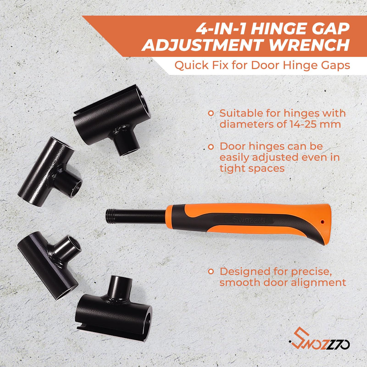 Swozzto rubber grip handle close-up for comfortable control during adjustment.