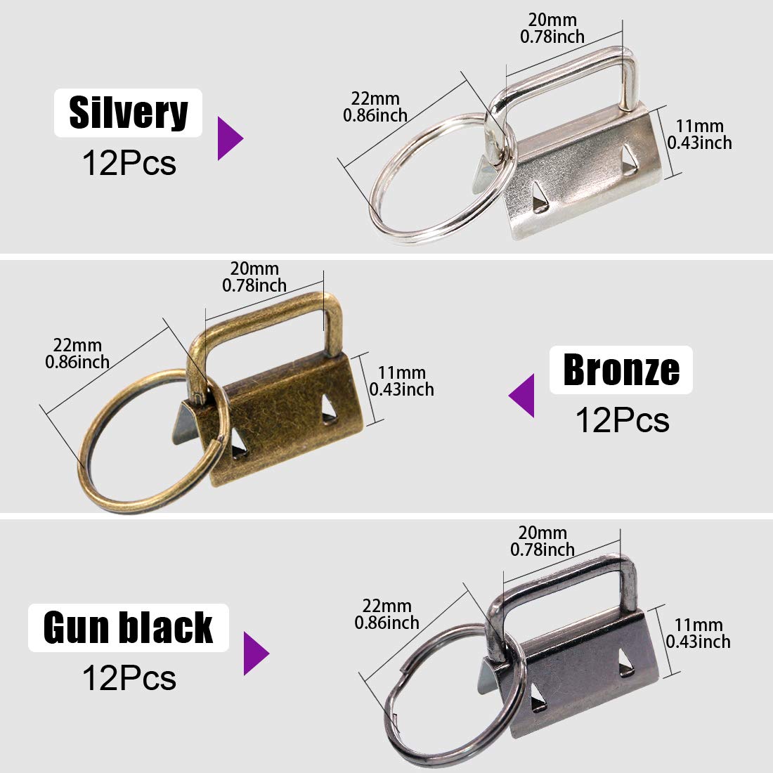 Swpeet silver key fob hardware set made for reliable, eye-catching accessories