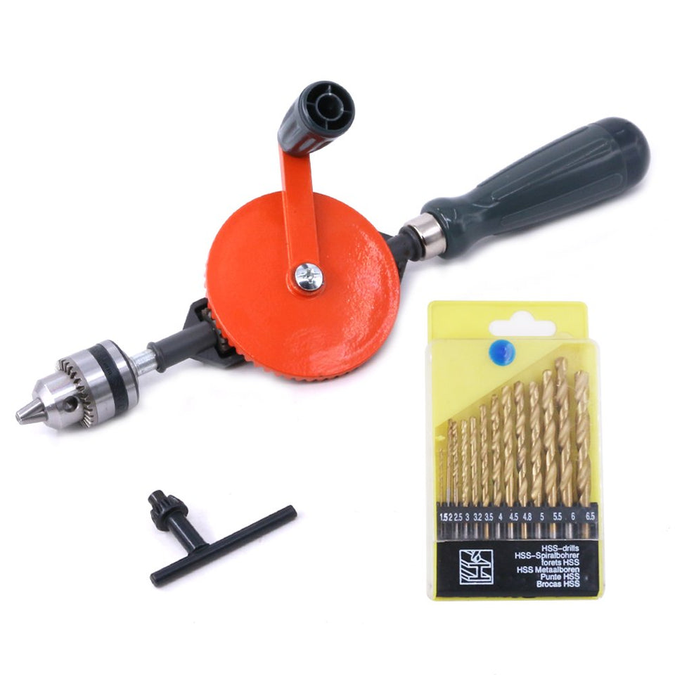 Swpeet hand drill front view highlights compact 1/4-inch capacity for precision DIY tasks.