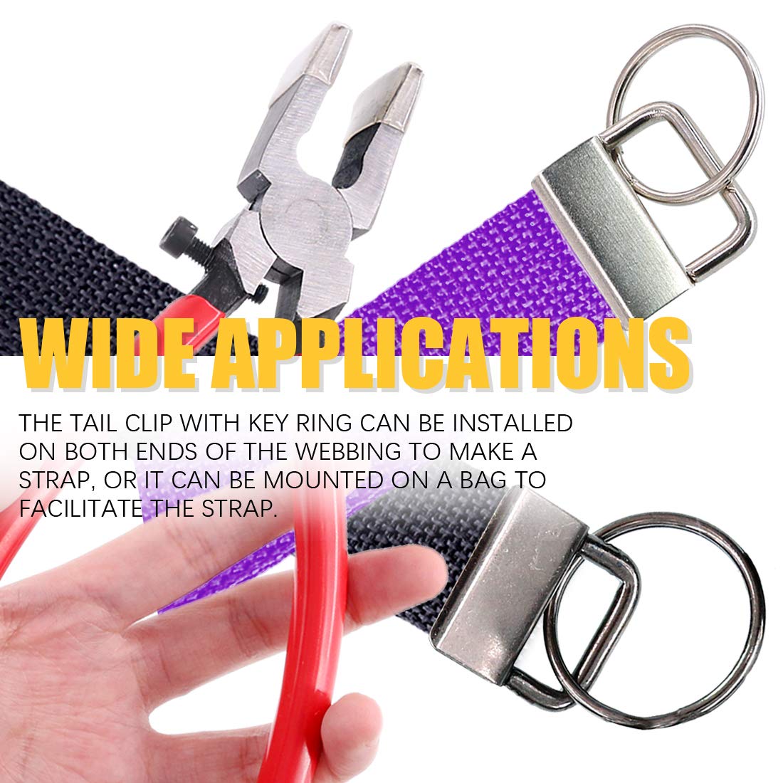 Swpeet key fob hardware with lubricated rubber stops for smooth operation