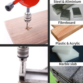 Swpeet drill used on wood and acrylic for clean, accurate holes.