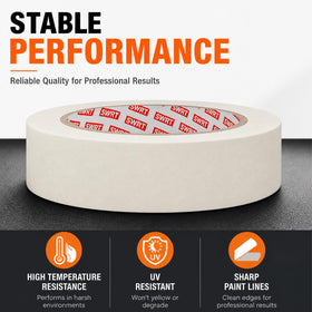 SWRT masking tape with bright color for easy edge visibility during detail work.