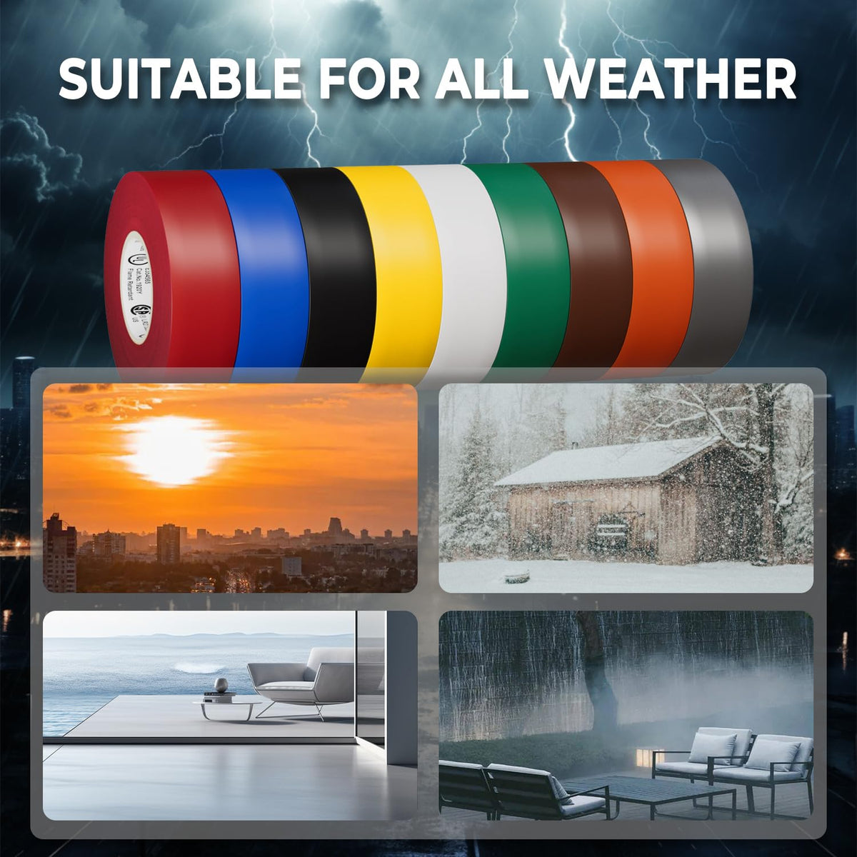 SWRT colored electrical tape black provides strong adhesion and sharp contrast for cable grouping.