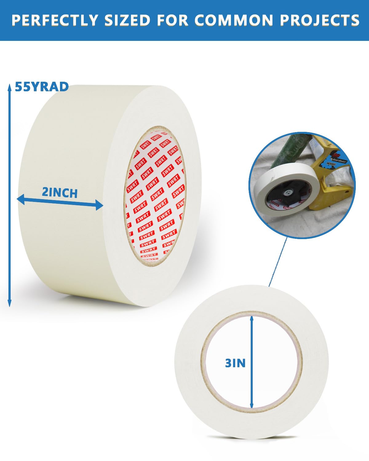 SWRT masking tape applied around curves for clean edge lines