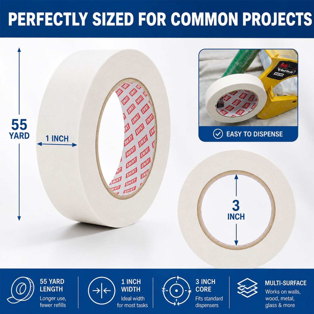 SWRT masking tape delivers crisp paint lines with clean removal