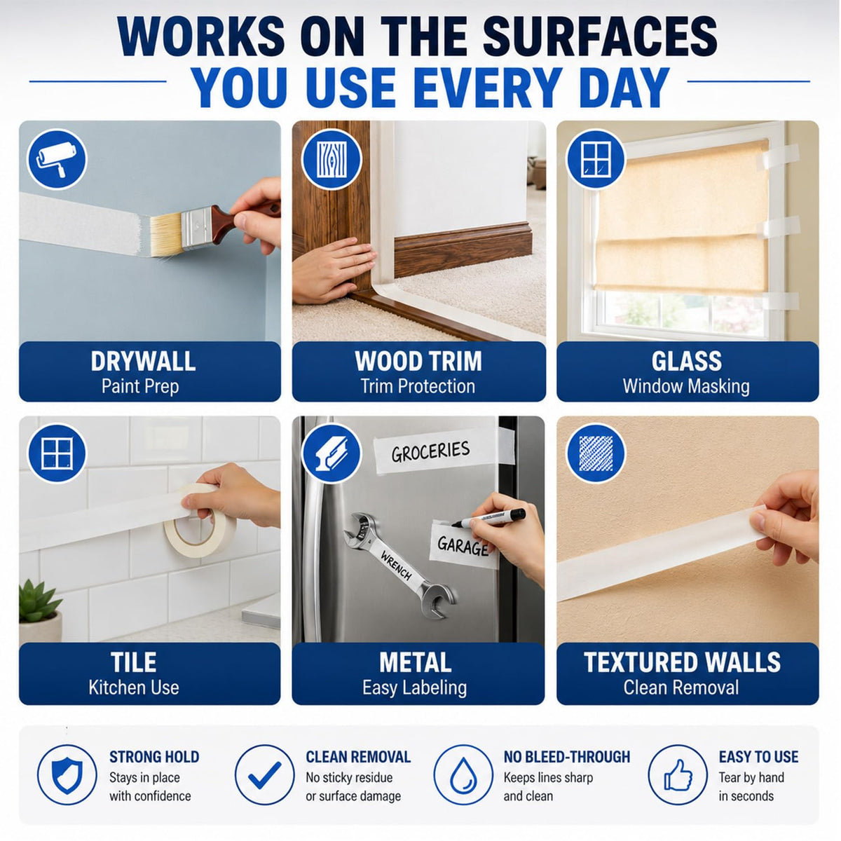 SWRT masking tape easy tear crepe backing speeds up DIY work