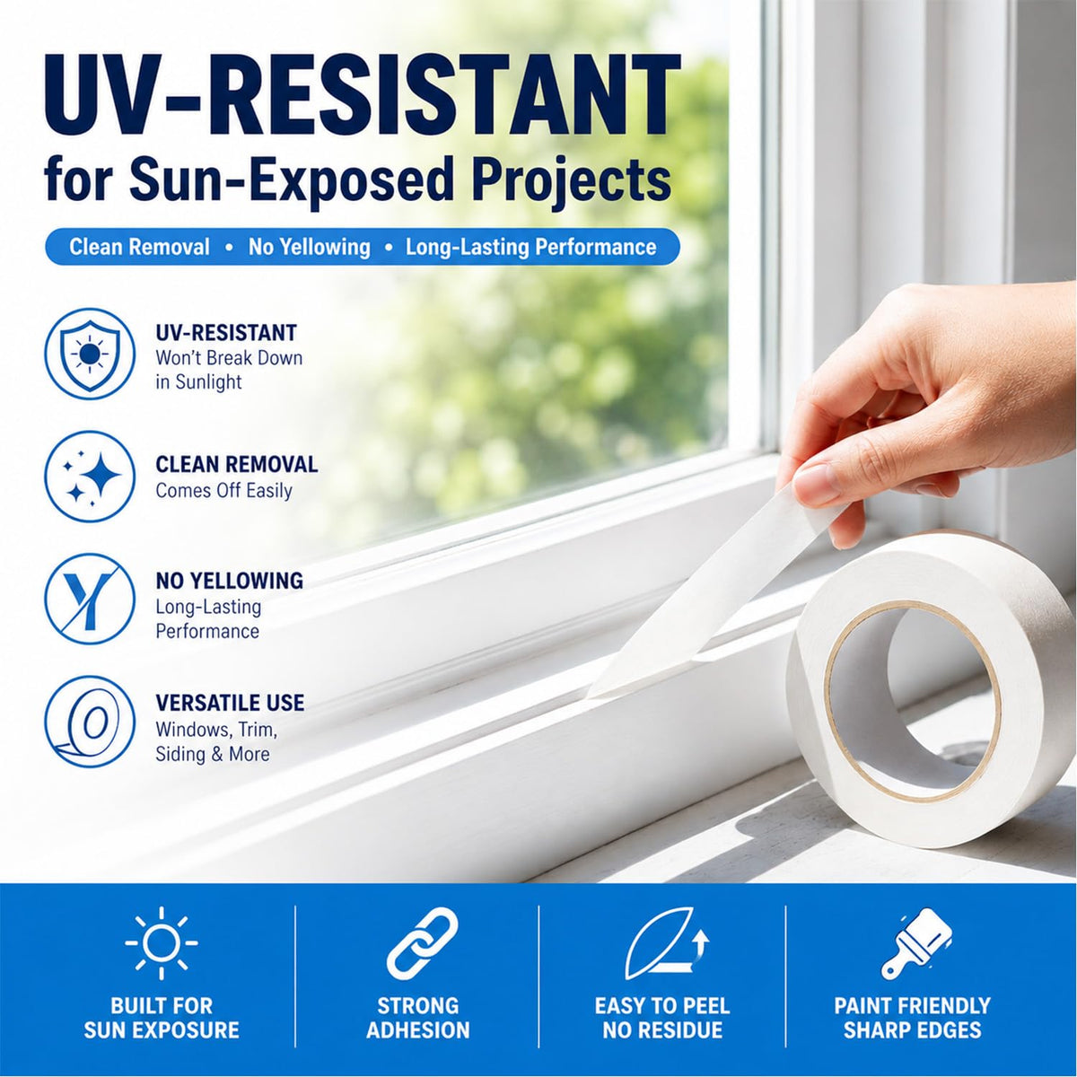SWRT masking tape adheres to multiple surfaces and removes easily