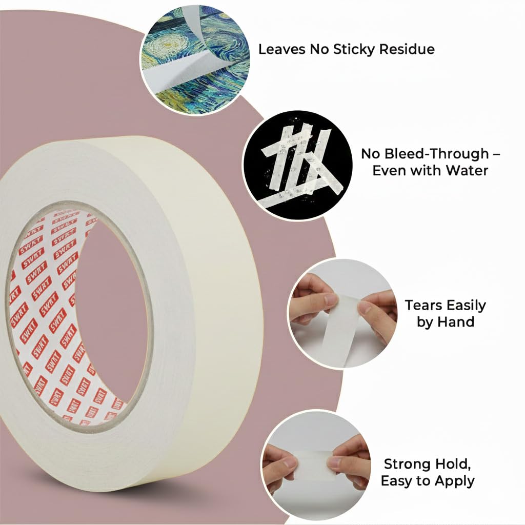 SWRT masking tape in a painting project setup for masking edges