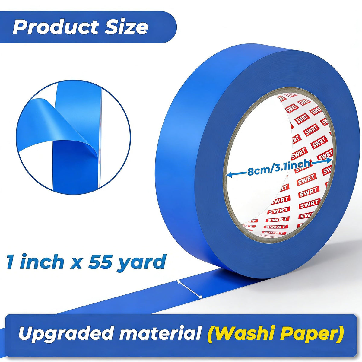 SWRT blue painter's tape demonstrates clean removal on delicate surfaces like walls.
