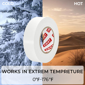 SWRT white electrical tape offers high-temperature tolerance for heat-prone installations.