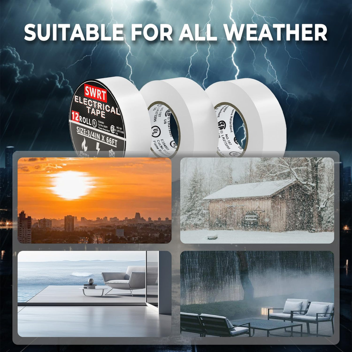 SWRT white electrical tape flame retardant for extra protection