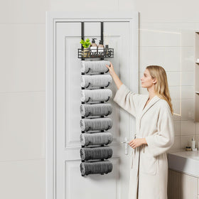 SWTYMIKI 9-tier wall-mounted towel rack saving floor space in a small bathroom