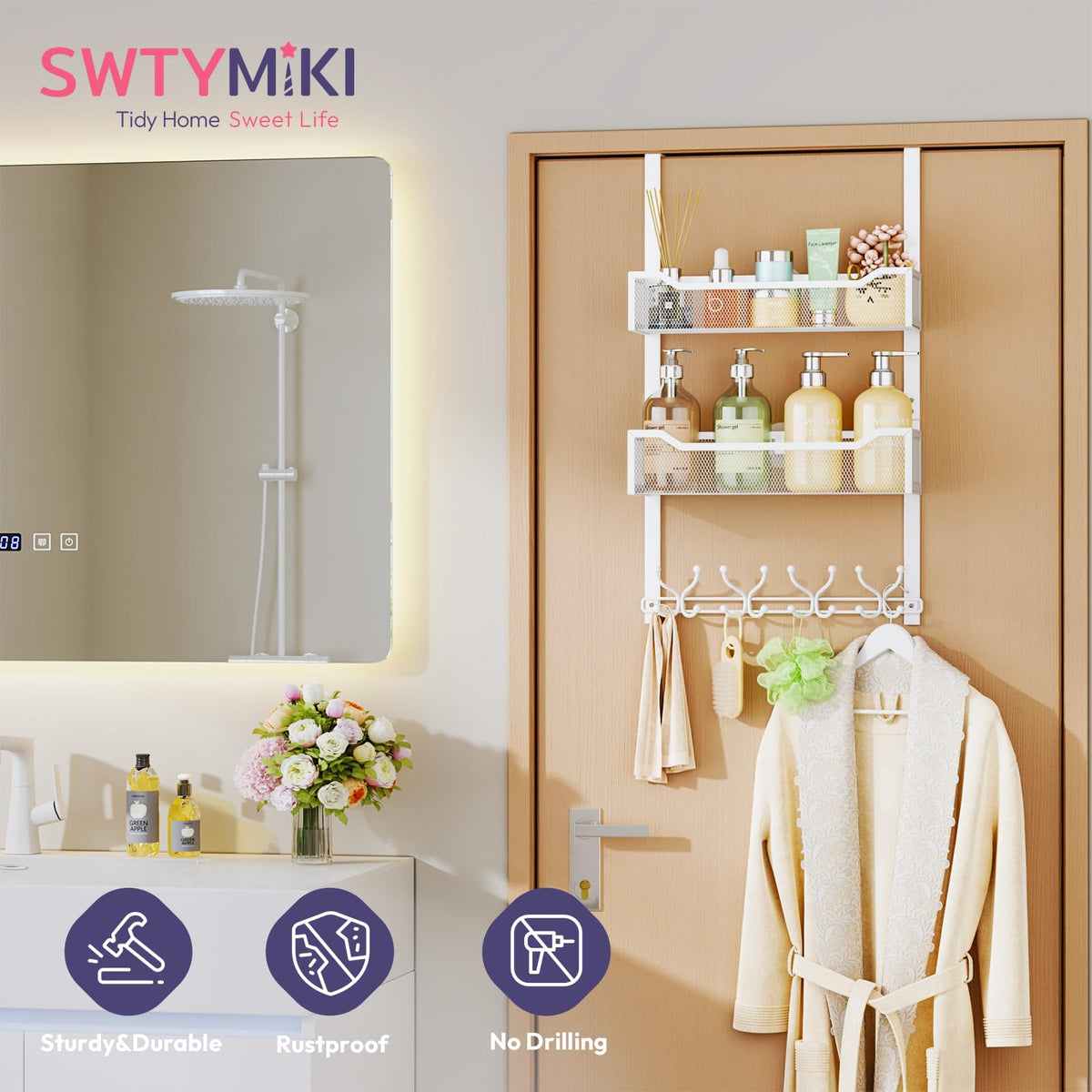 SWTYMIKI mesh baskets secure small items in dorms and bathrooms