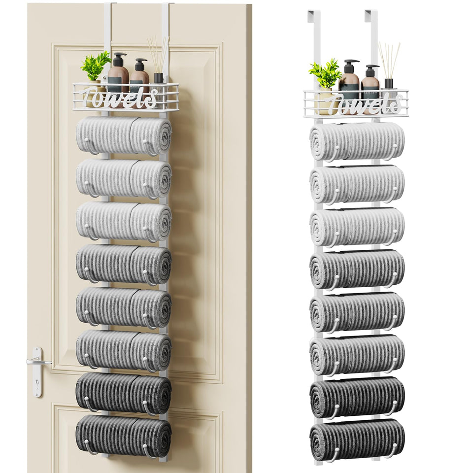 SWTYMIKI over-door 9-tier towel rack holds eight towels