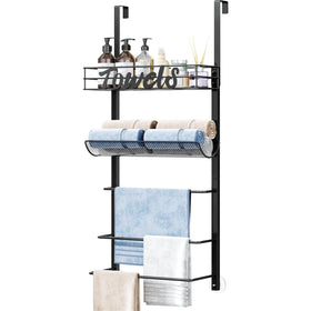 SWTYMIKI over-the-door towel rack front view with five tiers for towels.