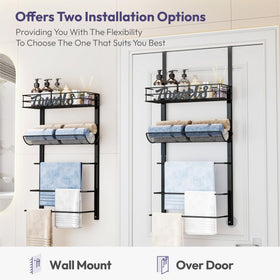 SWTYMIKI over-the-door towel rack side view highlighting compact space-saving design.