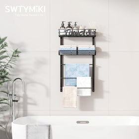 SWTYMIKI towel rack mesh basket for dry and wet separation.
