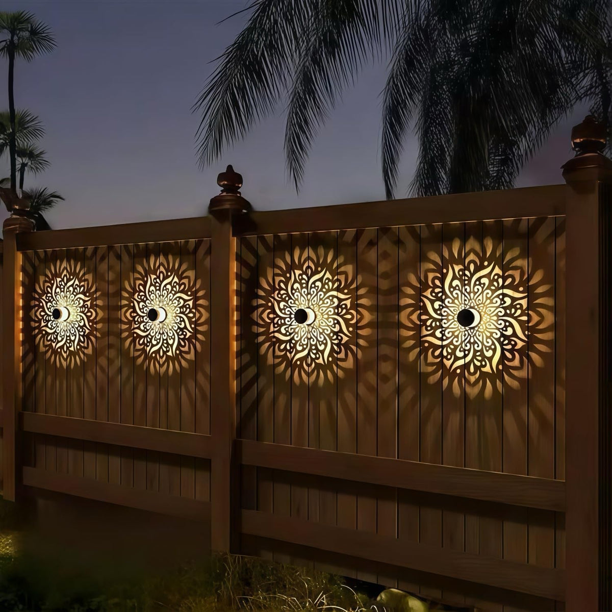 SXXSMYWR metal housing resists rust for long-lasting patio illumination.