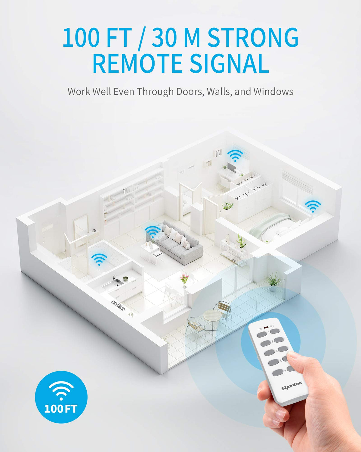 Space-saving plug-outlet compact design frees wall space for other devices.