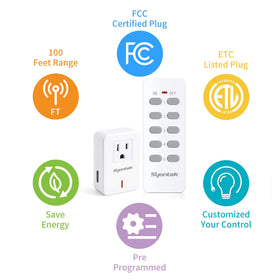 Syantek outlet remote setup shows plug-and-play ease for quick room-wide control.