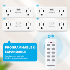 Syantek remote outlet in a living room saves space.