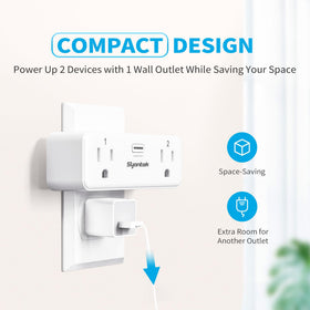Syantek remote outlet's compact design fits behind furniture.