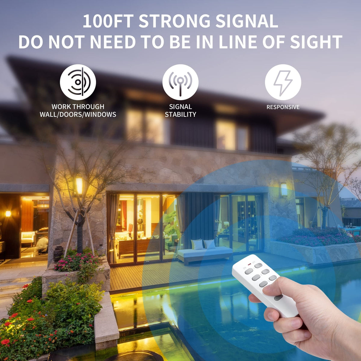 Syantek strong RF signal reaches up to 100 ft through walls for flexible use.
