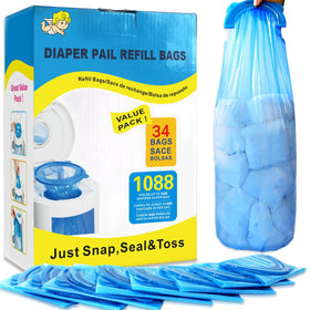 SYAOMUNLY diaper pail refill bags, 34-count pack, efficient odor isolation