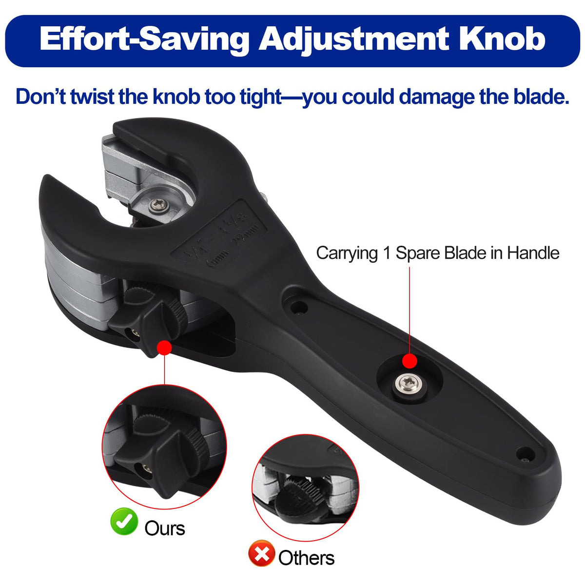 Three replaceable blades included for extended use.