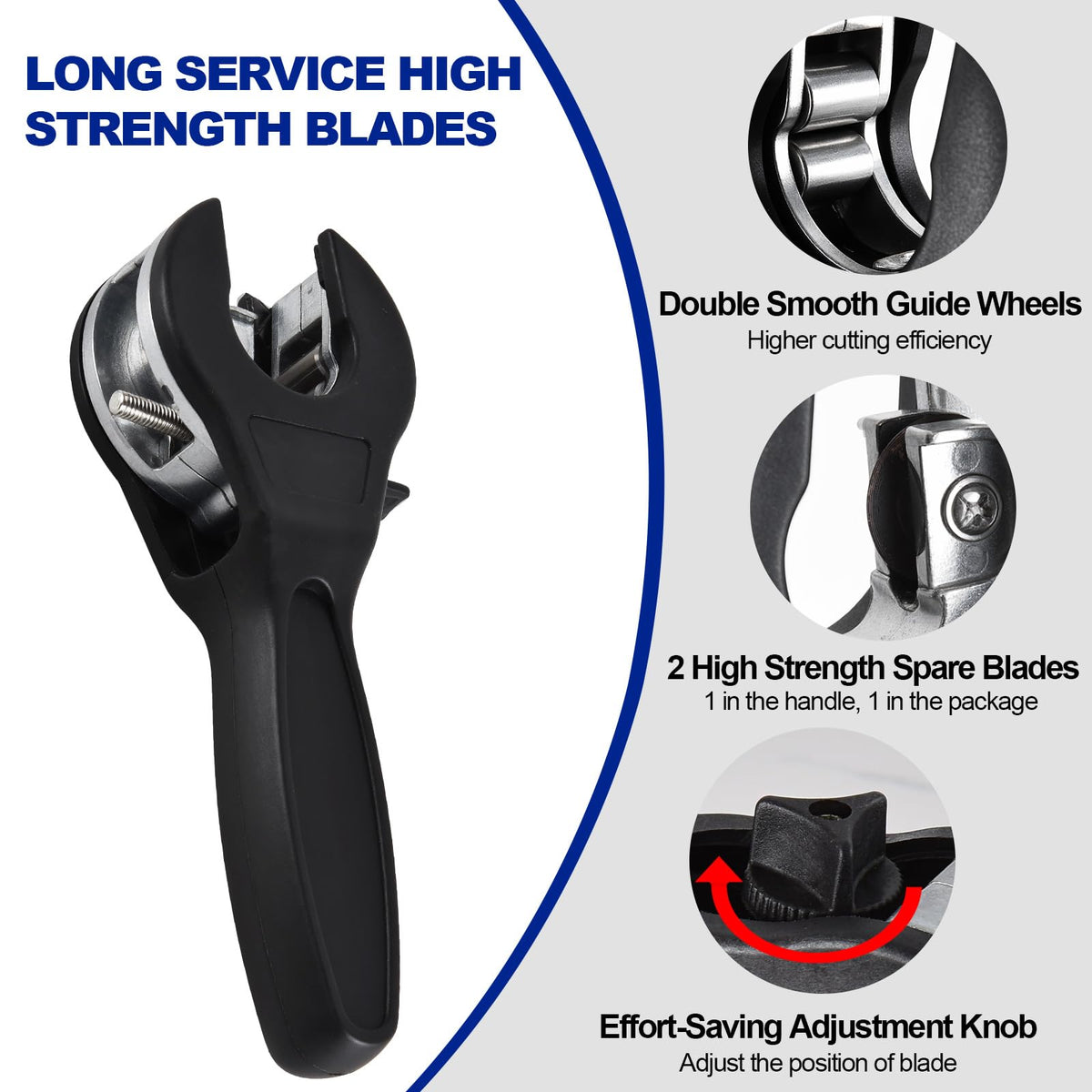 High-strength blades deliver clean, flat pipe cuts.