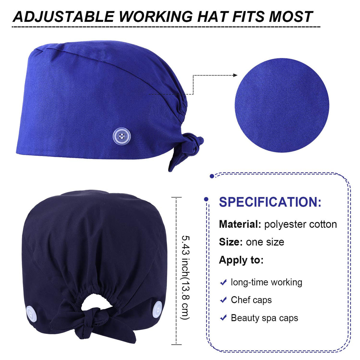 Syhood bouffant cap interior sweatband keeps the forehead dry