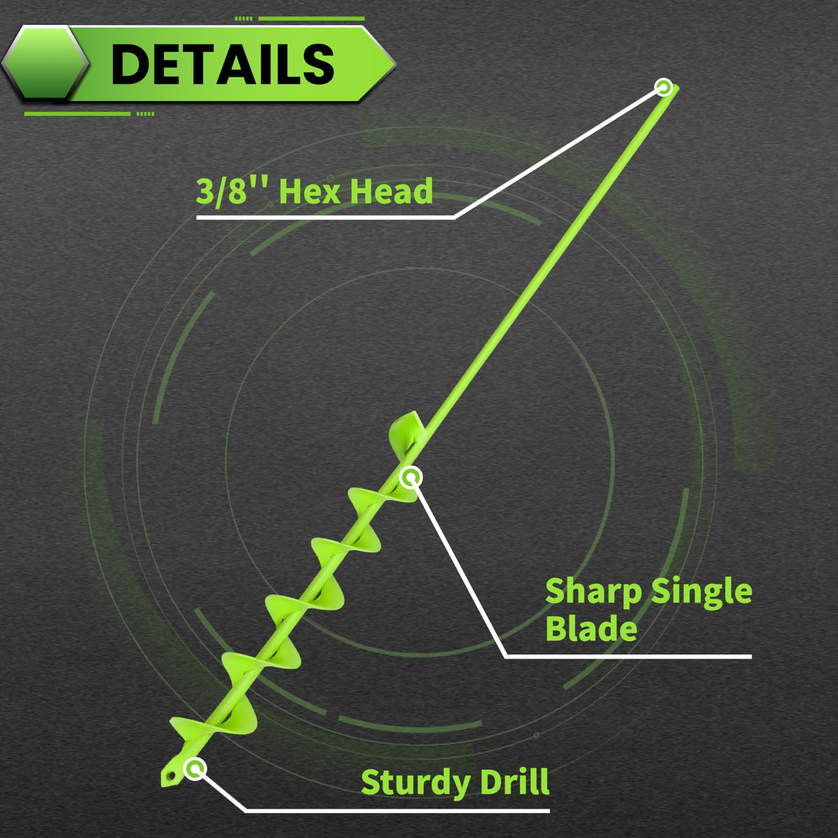 SYITCUN auger easily attaches to 3/8-inch hex drive drills.