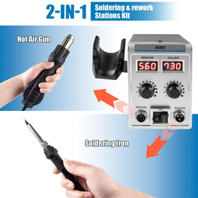 Syizyen 8586D hot air rework station in use with adjustable temperature and airflow