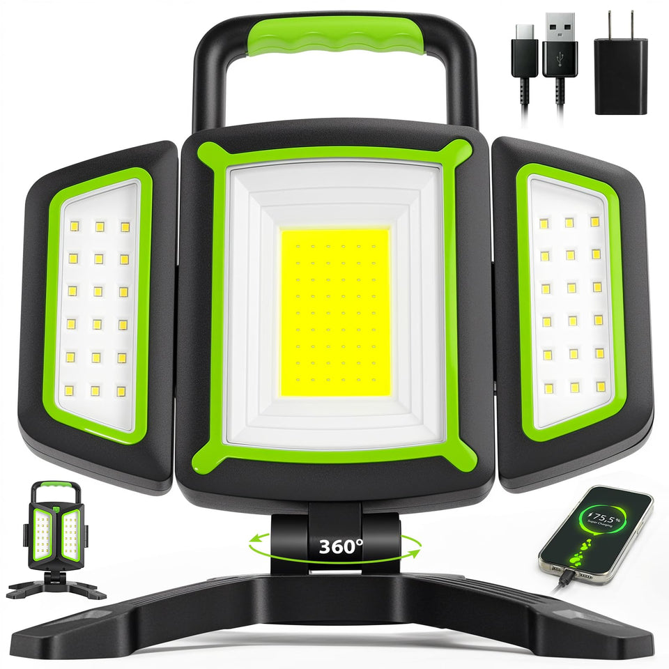 SYLSTAR 30W work light with magnetic attachment for hands-free garage lighting.