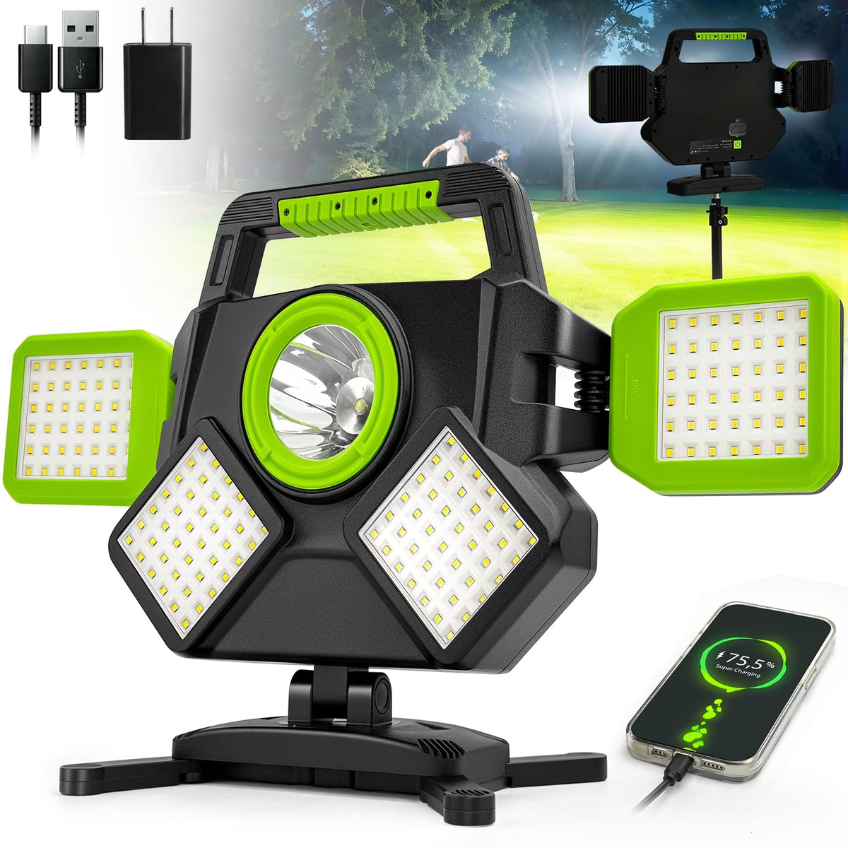 SYLSTAR 55W rechargeable work light cover shot highlighting bright, even illumination for confined spaces.