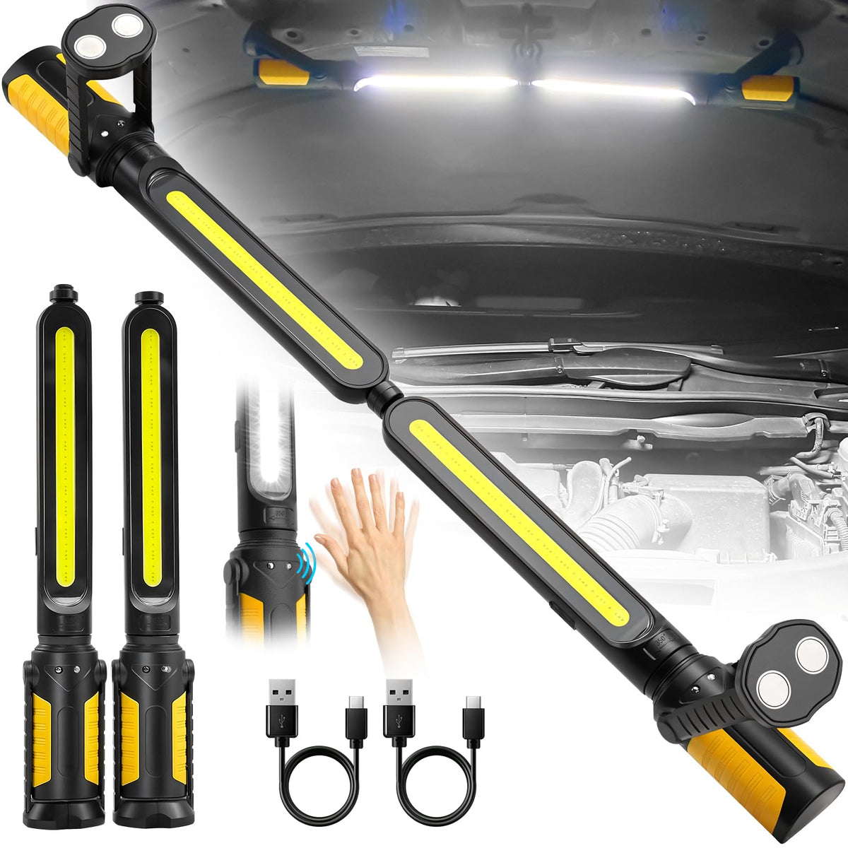 SYLSTAR Mechanic Light on a garage setup illuminating the under-hood area