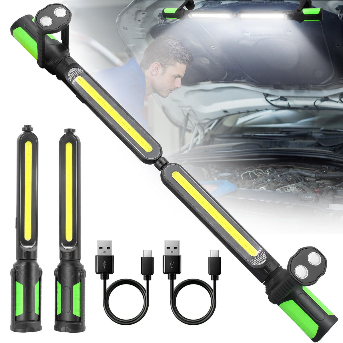 SYLSTAR work light with magnets at ends for hands-free underhood use.