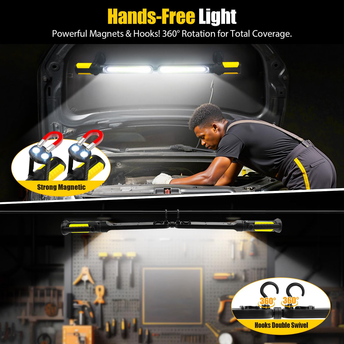 Sylstar work light provides three brightness modes for varied tasks.