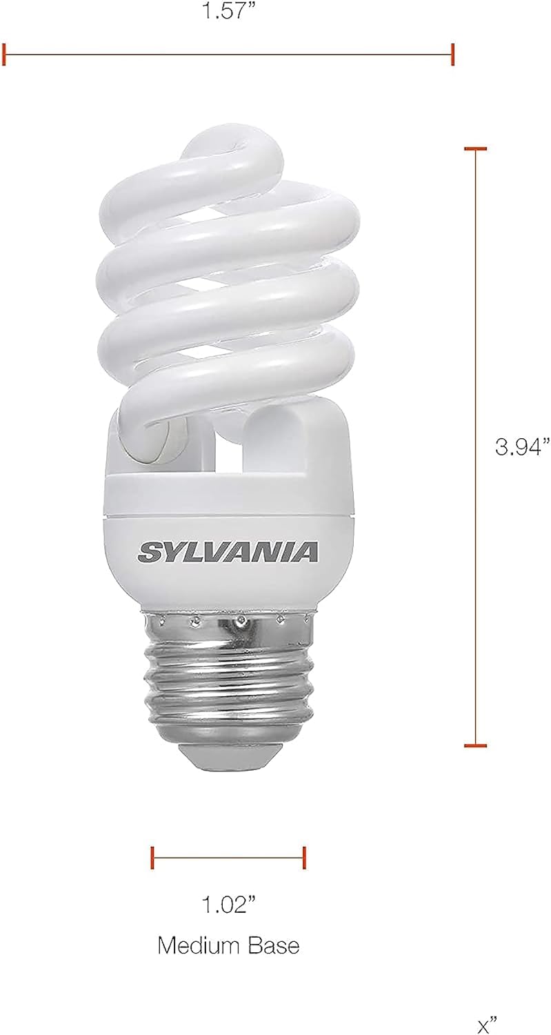 SYLVANIA CFL T2 Twist 4-pack in-lamp demonstrates bright 850 lumens.