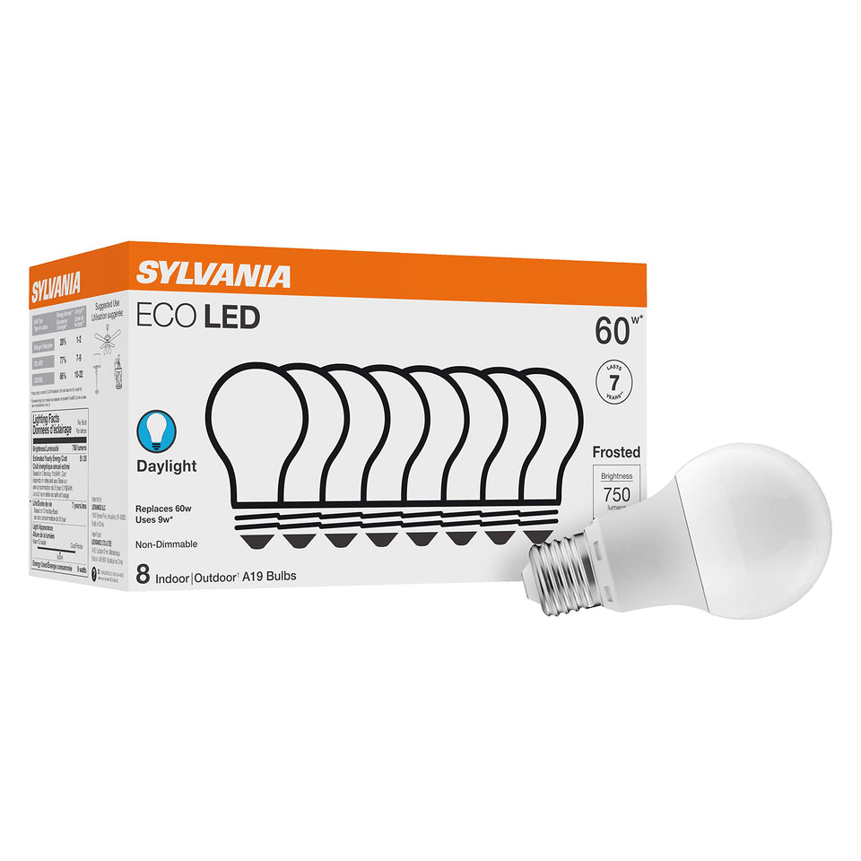 Sylvania ECO LED A19 bulb 60W-equivalent for bright, energy-efficient lighting.