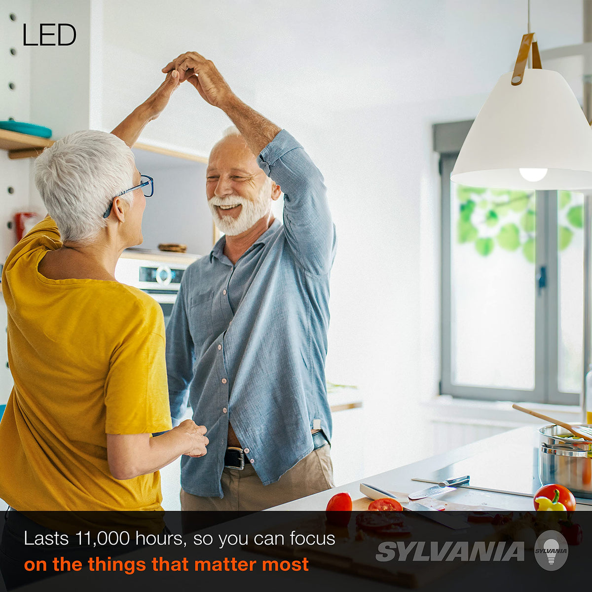 Sylvania LED A19 instant brightness in a ceiling fixture.