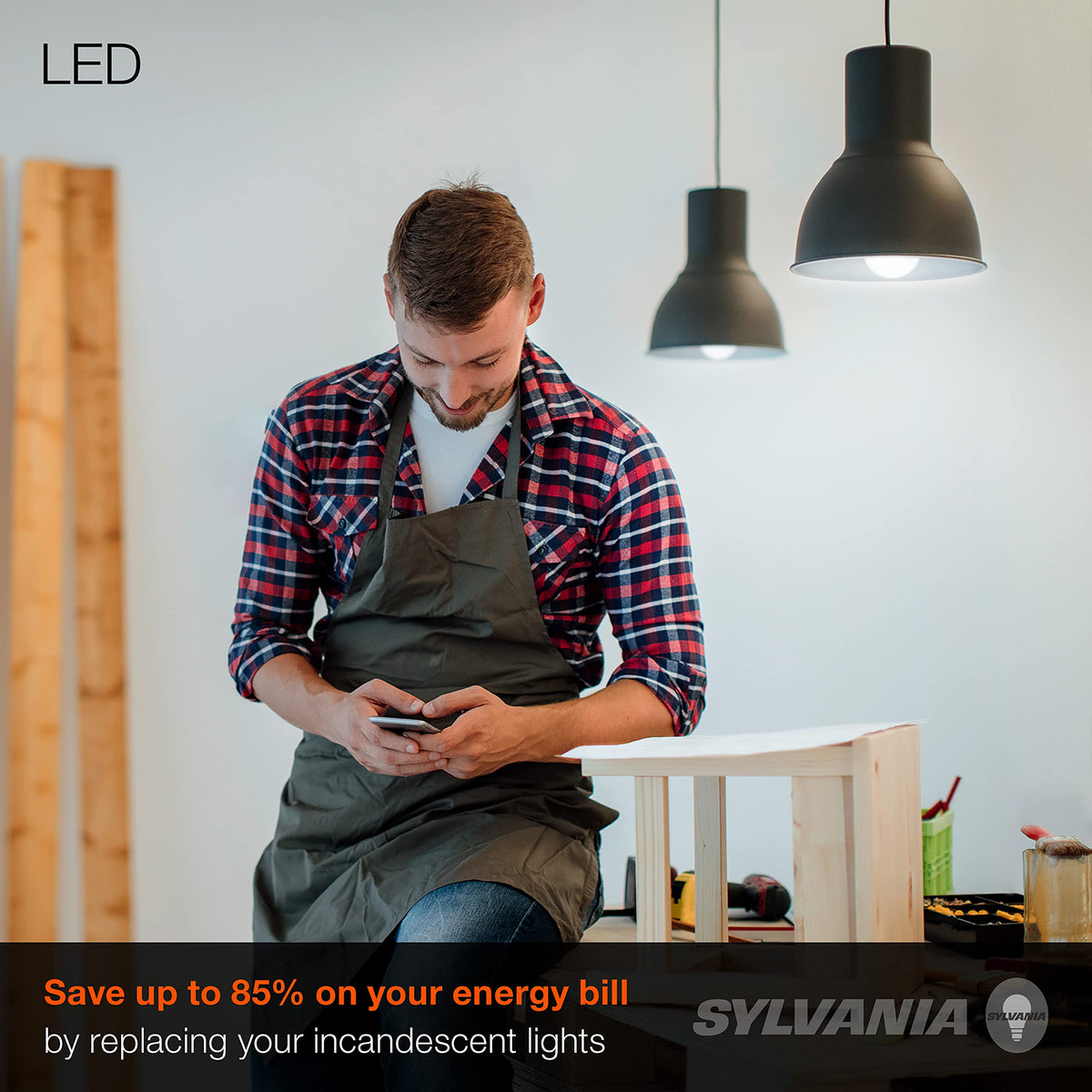 Sylvania LED A19 daylight bulb suitable for ceiling and floor lamp use.